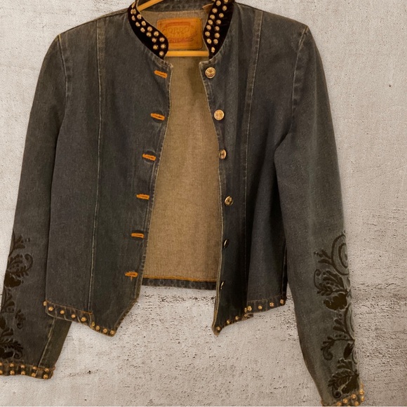 ** Gordon James Vintage Studded Embroidered Velvet Collar Jacket - Picture 6 of 12